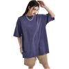 imageAelfric Eden Mens Cotton TShirts Oversized Unisex Short Sleeves Wash Baggy Casual Tees Workout Solid Summer TopsDark Purple