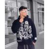 imageAelfric Eden Mens Graphic Oversized Hoodie Cartoon Character Print Streetwear Casual hoodies y2k Hooded SweatshirtBlack  White