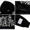 imageAelfric Eden Mens Graphic Oversized Hoodie Cartoon Character Print Streetwear Casual hoodies y2k Hooded SweatshirtBlack  White