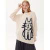 imageAelfric Eden Womens Pullover Sweater Hand Drawn Cat Graphic Printed Oversized Sweater Fall Winter Fashion Couple TopsApricot