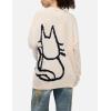 imageAelfric Eden Womens Pullover Sweater Hand Drawn Cat Graphic Printed Oversized Sweater Fall Winter Fashion Couple TopsApricot