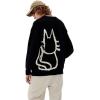 imageAelfric Eden Womens Pullover Sweater Hand Drawn Cat Graphic Printed Oversized Sweater Fall Winter Fashion Couple TopsBlack