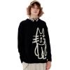 imageAelfric Eden Womens Pullover Sweater Hand Drawn Cat Graphic Printed Oversized Sweater Fall Winter Fashion Couple TopsBlack