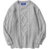 imageAelfric Eden Cable Knit Sweater Men Oversized Rory Gilmore Crewneck Knitted Sweater Pullover 2024 Vintage Fall Sweaters TopsGrey