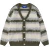 imageAelfric Eden Color Blocking Striped Fuzzy Cardigan Crewneck Vintage Oversized Button Down Knit Cardigans Sweater TopsGreen