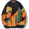 imageAelfric Eden Graphic Sweaters Color Blocking Cat Sweater Vintage Oversized Crewneck Knit Pullover Christmas TopsBlack