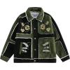 imageAelfric Eden Jackets Color Blocking Embroidery Flower Coats Casual Soft Warm Fleece Lined Jacket 2025 Trendy TopsGreen