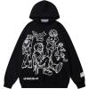 imageAelfric Eden Mens Graphic Oversized Hoodie Cartoon Character Print Streetwear Casual hoodies y2k Hooded SweatshirtBlack  White