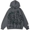 imageAelfric Eden Mens Graphic Oversized Hoodie Cartoon Character Print Streetwear Casual hoodies y2k Hooded SweatshirtGrey