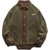 imageAelfric Eden Mens Jackets Color Block Corduroy Trucker Jacket Oversized Vintage Collared Button Down Coats Soft Warm TopsGreen
