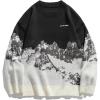 imageAelfric Eden Snow Mountain Sweater Men Casual Knitted Sweater Oversized Graphic Pullover SweaterBlack