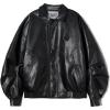 imageAelfric Eden Womens Leather Jacket Oversized Y2k Faux Motorcycle Bomber Moto Biker Jackets CoatsBlack