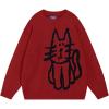 imageAelfric Eden Womens Pullover Sweater Hand Drawn Cat Graphic Printed Oversized Sweater Fall Winter Fashion Couple TopsRed