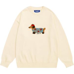 imageAelfric Eden Cartoon Dog Sweater Casual Soft Baggy Knit Pullover Sweaters Long Sleeve Crewneck Tops 2025 Trendy OutfitsApricot