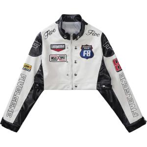 imageAelfric Eden Cropped Leather Jacket Women PU Crop Moto Biker Racing Trendy Fashion Casual CoatsBlack