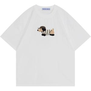 imageAelfric Eden Dachshund Graphic Tees Women Oversized T Shirts Cute Embroidery Dog Loose Fit Y2k ShirtWhite