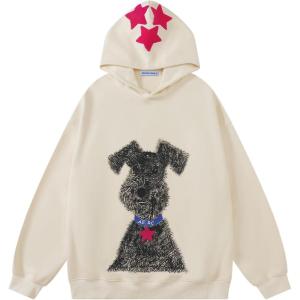 imageAelfric Eden Dog Graphic Hoodie Oversized Cute Star Sweatshirt Unisex Y2k Casual Hooded PulloverApricot