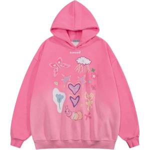imageAelfric Eden Graphic Hoodies for Women Vintage Printed Sweatshirt Y2K Oversized hoodie PulloverPink