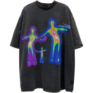 imageAelfric Eden Oversized Graphic Tees Print Vintage Tshirts Cotton Tops Streetwear Casual ShirtBlack