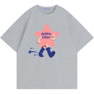 imageAelfric Eden T Shirts Walking Star Foam Printing Tee Shirt Cartoon Graphic Cotton Short Sleeve TopsGrey