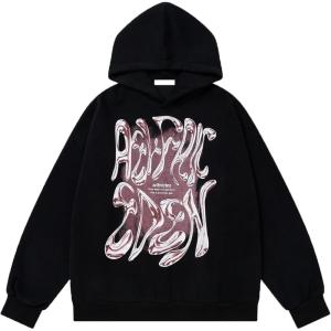 imageAelfric Eden Womens Hoodies Oversized Graphic Hoodies Unisex Y2k Heavyweight Hoodie Pullover TrendyBlack