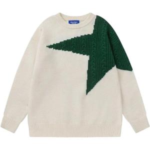 imageAelfric Eden Womens Oversized Star Pullover Sweaters Vintage Crewneck Long Sleeve Knit Sweaters Trendy 2025 Fall OutfitsApricot