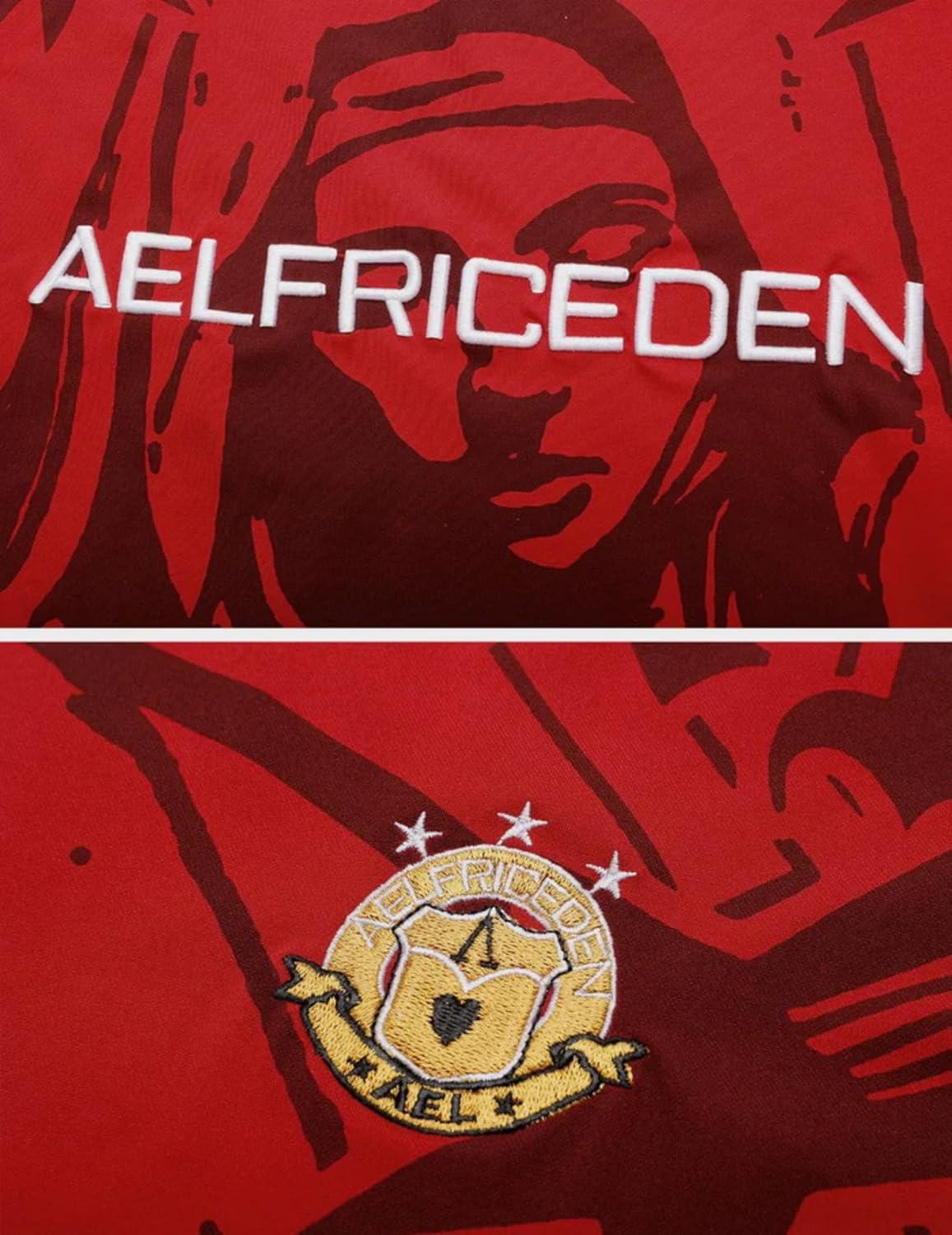 imageAelfric Eden Mens 90s Oversized Y2K T Shirts Nun Portrait Polo Tee Grahpic Streetwear Casual Vintage Summer Top TshirtRed