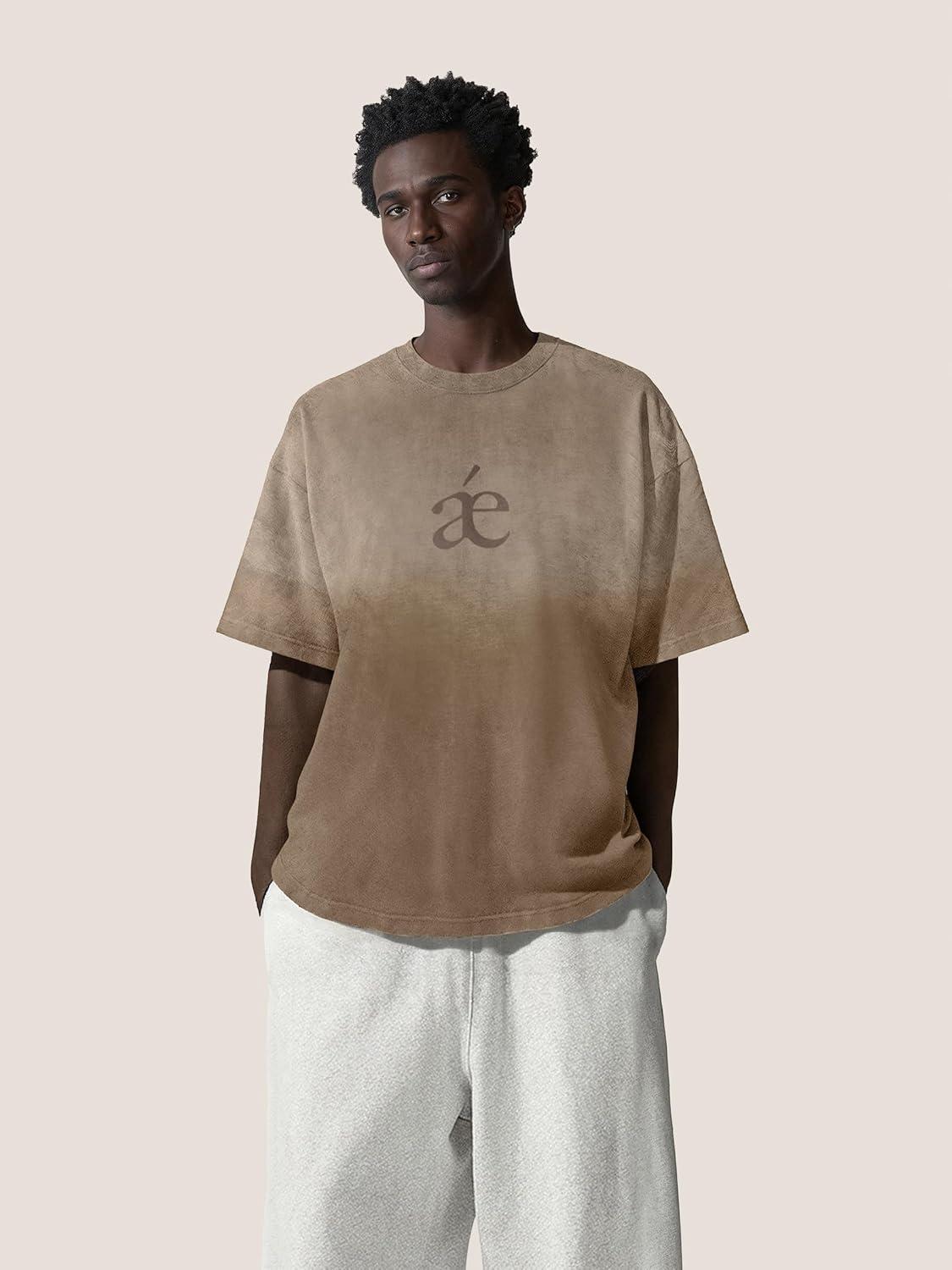 imageAelfric Eden Mens Oversized TShirts Heavyweight Cotton Gradient Wash Tshirt Loose Fit Short Sleeve Vintage TeesBrown