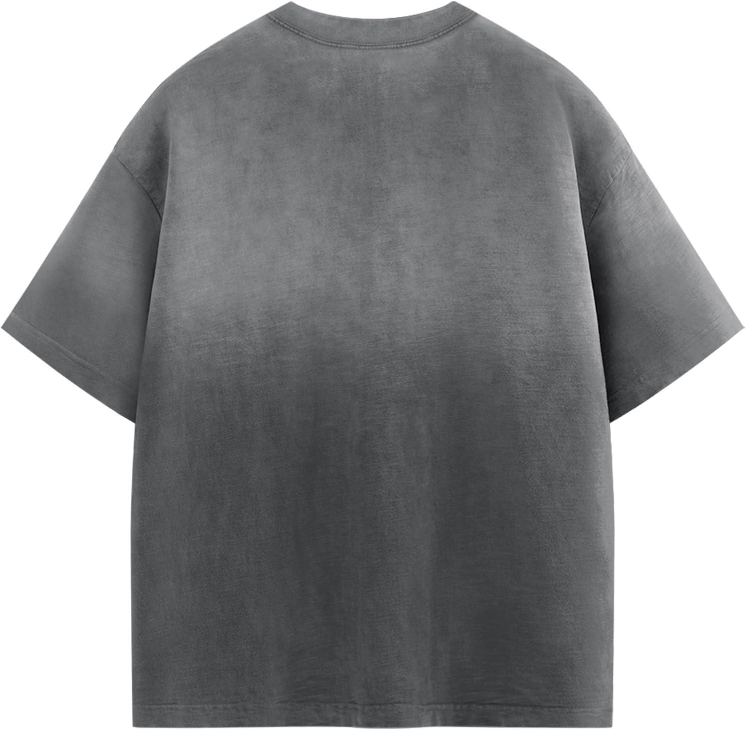 imageAelfric Eden Mens Oversized TShirts Heavyweight Cotton Gradient Wash Tshirt Loose Fit Short Sleeve Vintage TeesDark Grey