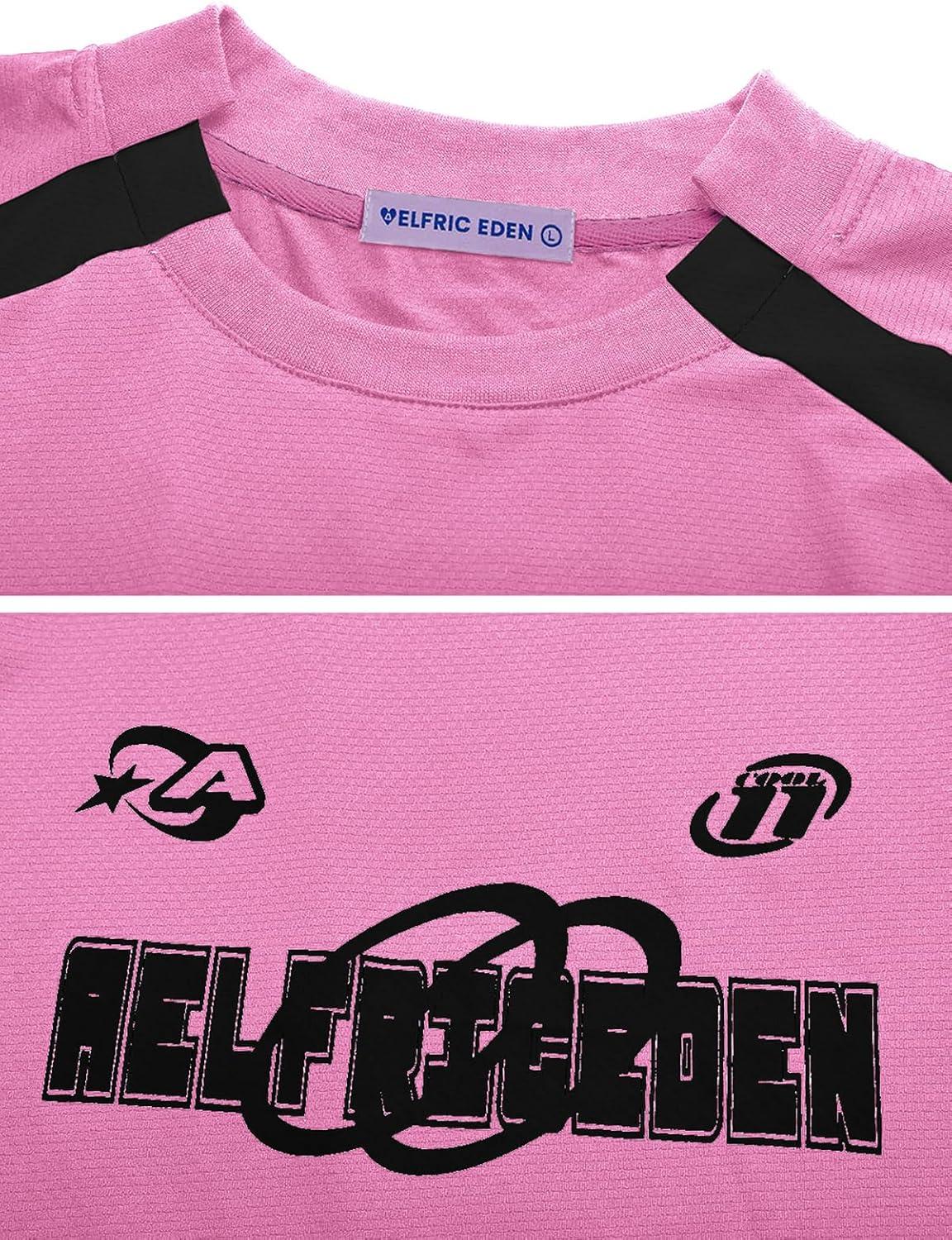 imageAelfric Eden Oversized T Shirt Men 90s Shirt Unisex Streetwear Contrast Color Graphic Tees Casual Vintage Summer TopsLight Pink