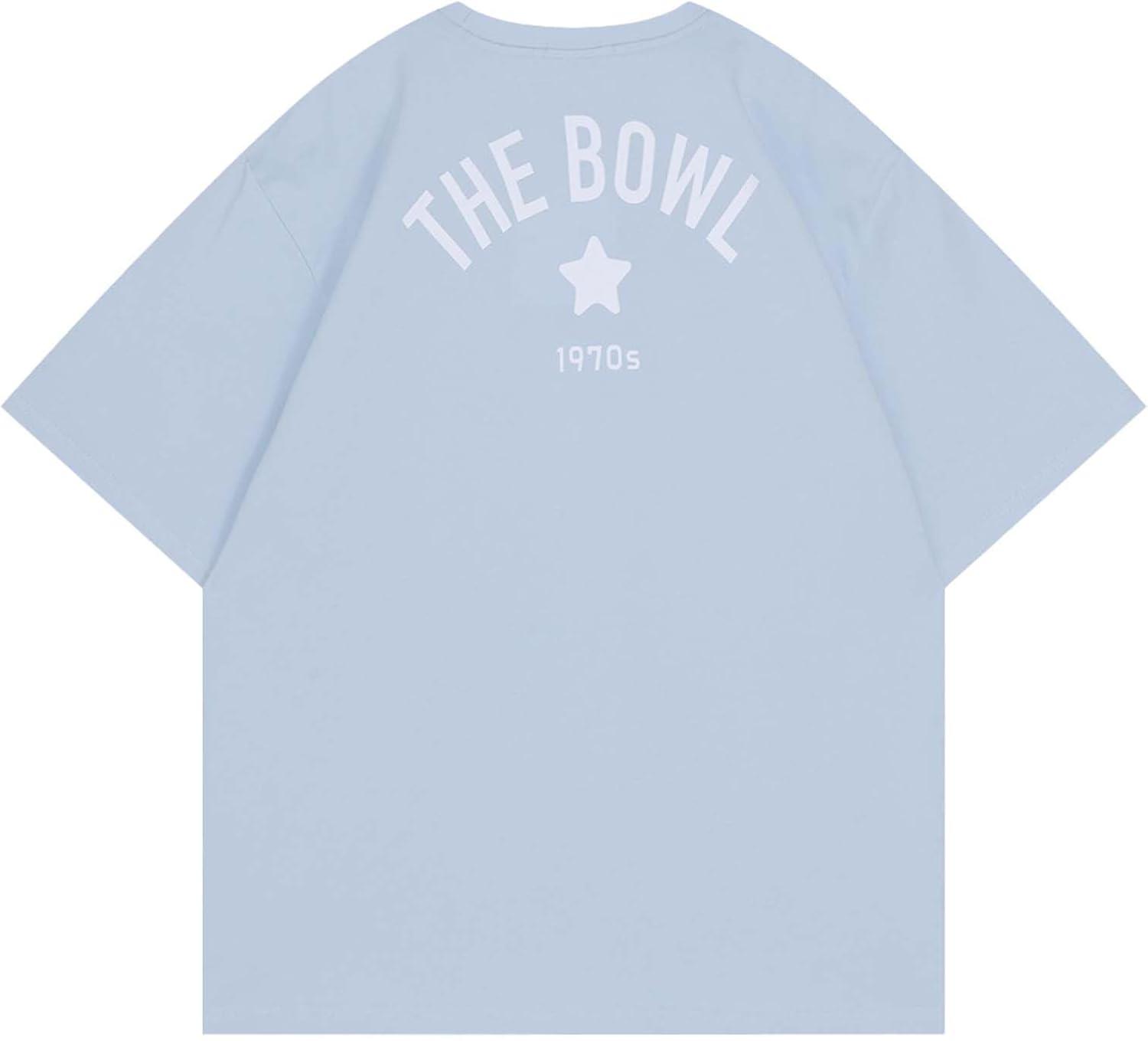 imageAelfric Eden Womens Oversized T Shirts Star Graphic Letter Tee Loose Fit Short Sleeve Tops Summer Vintage Y2K StreetwearLight Blue