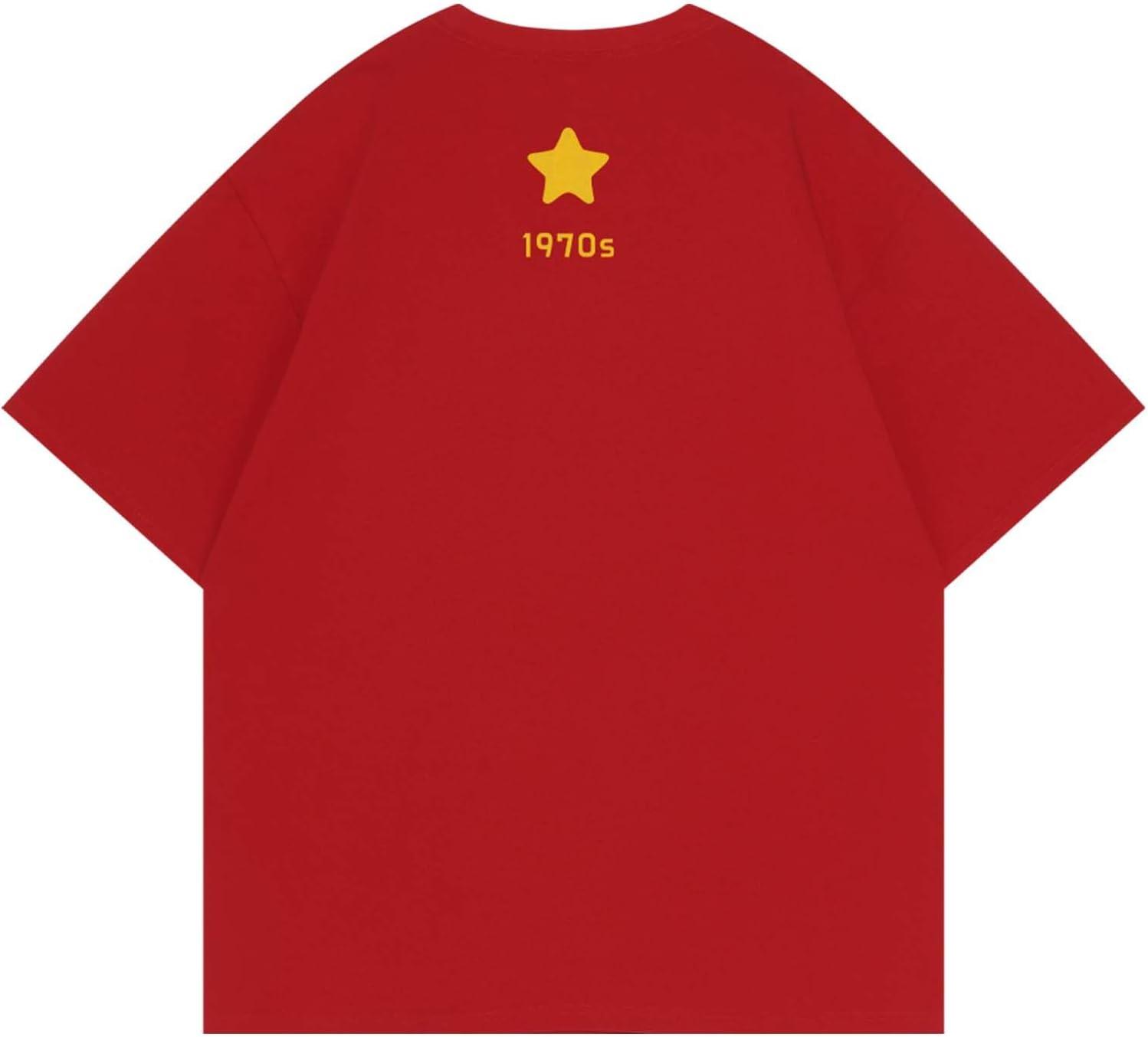 imageAelfric Eden Womens Oversized T Shirts Star Graphic Letter Tee Loose Fit Short Sleeve Tops Summer Vintage Y2K StreetwearRed
