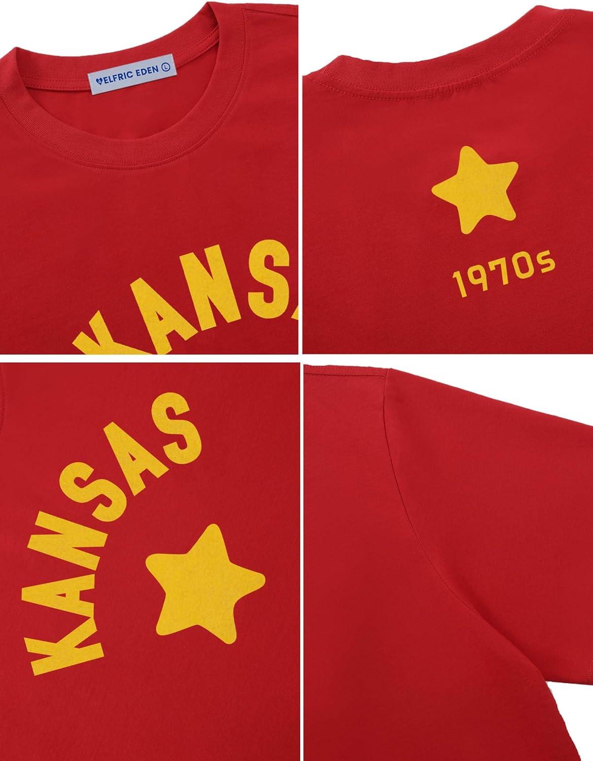 imageAelfric Eden Womens Oversized T Shirts Star Graphic Letter Tee Loose Fit Short Sleeve Tops Summer Vintage Y2K StreetwearRed
