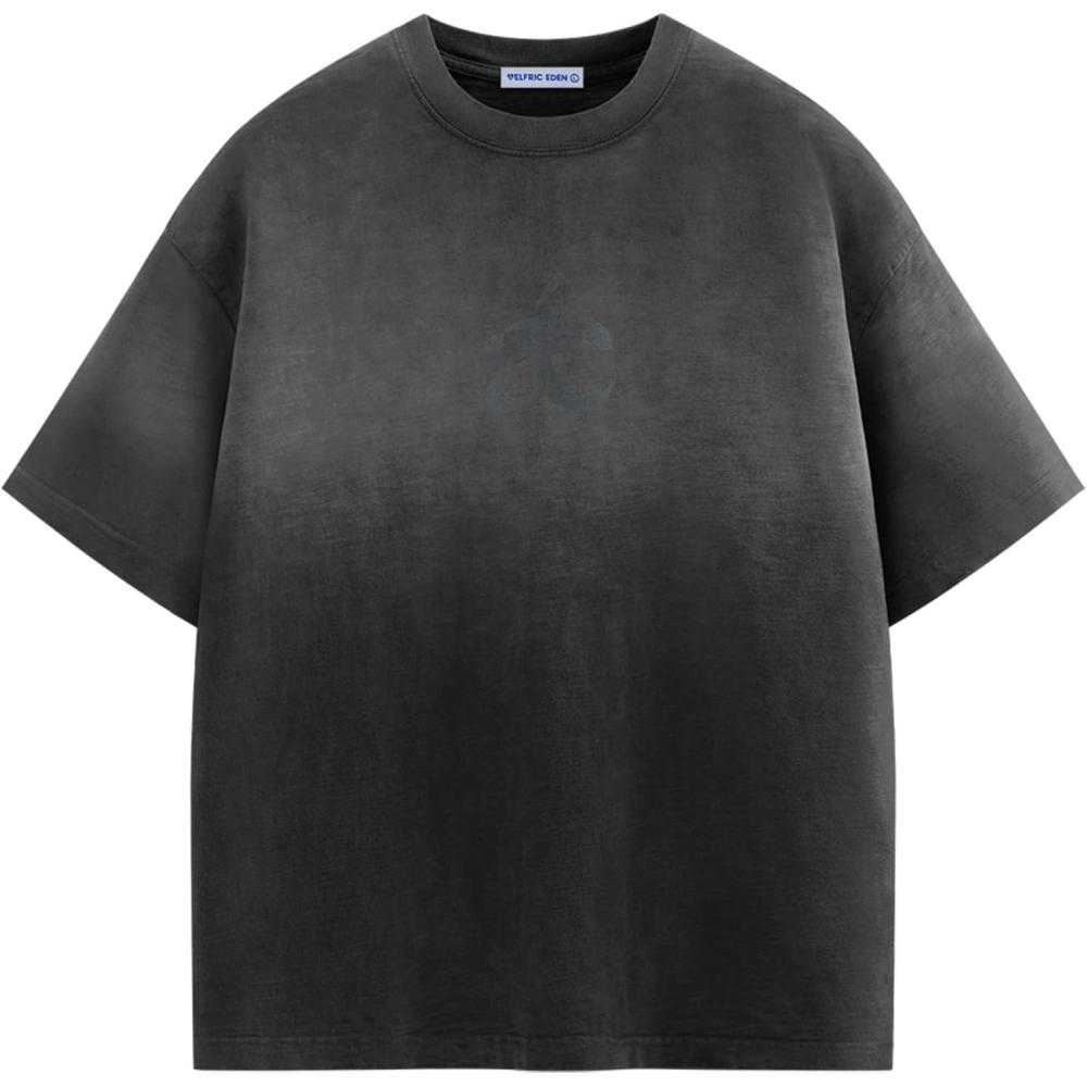 imageAelfric Eden Mens Oversized TShirts Heavyweight Cotton Gradient Wash Tshirt Loose Fit Short Sleeve Vintage TeesBlack