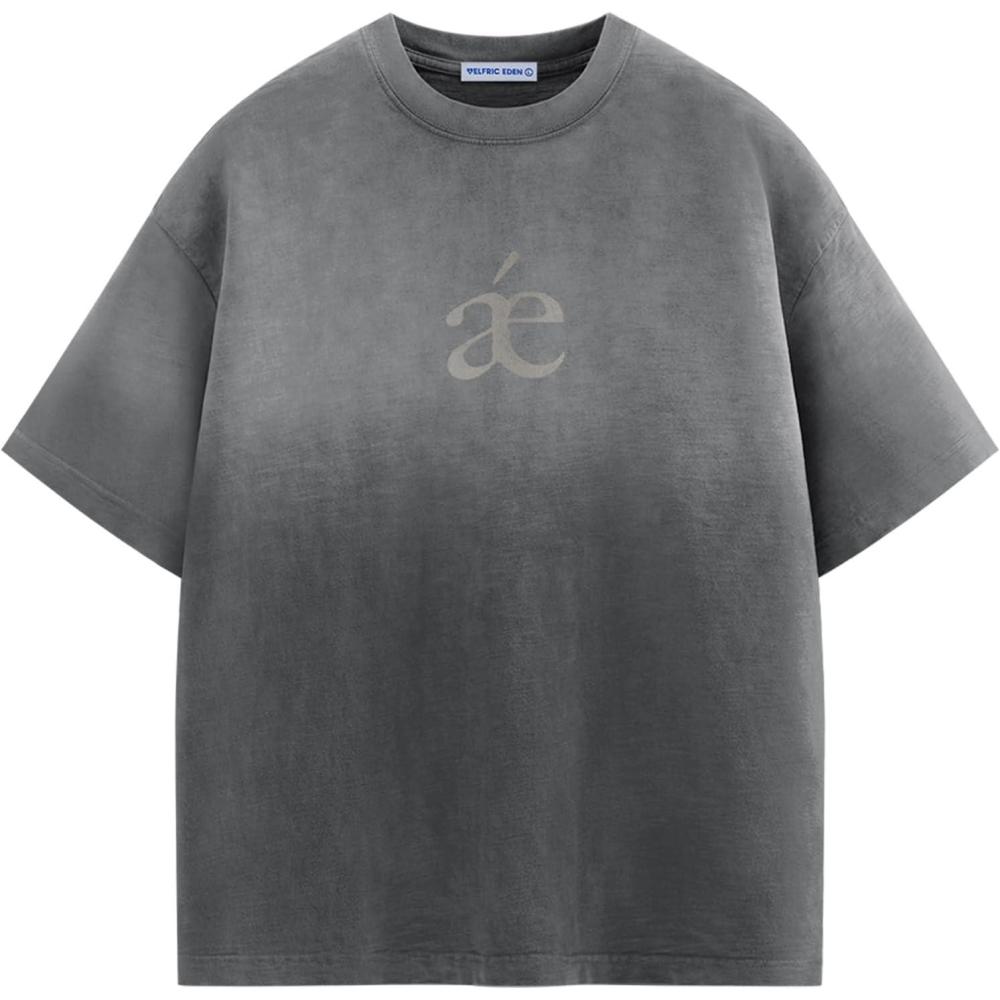 imageAelfric Eden Mens Oversized TShirts Heavyweight Cotton Gradient Wash Tshirt Loose Fit Short Sleeve Vintage TeesDark Grey