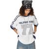 imageAelfric Eden 77 Football Jersey Oversized Graphic T Shirts Short Sleeve Color Blocking Number Print TeeWhite