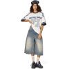 imageAelfric Eden 77 Football Jersey Oversized Graphic T Shirts Short Sleeve Color Blocking Number Print TeeWhite