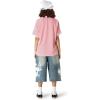 imageAelfric Eden Jersey Shirts Women Oversized Mesh V Neck Graphic Tees Y2k Color Block Short Sleeve T Shirt TopsPink