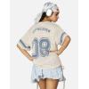 imageAelfric Eden Jersey Shirts for Women Y2k Oversized V Neck Graphic Tees Football Number Streetwear T Shirt TopsApricot