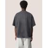 imageAelfric Eden Mens Acid Wash T Shirts Oversized Heavyweight Cotton Vintage Tees Streetwear Casual Short Sleeve TopsDark Grey
