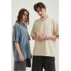 imageAelfric Eden Mens Oversized T Shirt Vintage Acid Wash Short Sleeve Crewneck Shirts Cotton Solid Summer Basic Tee StreetwearApricot