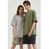 imageAelfric Eden Mens Oversized T Shirt Vintage Acid Wash Short Sleeve Crewneck Shirts Cotton Solid Summer Basic Tee StreetwearGray Green