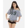 imageAelfric Eden Off The Shoulder Tops for Women Summer Sexy Graphic T Shirts Short Sleeve Number Embroidery TeeGrey
