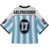 imageAelfric Eden Oversized T Shirts Number Stripe Graphic Unisex Knit Tee Color Blocking Y2k Football Jersey 2025 Trend TopsBlue