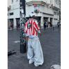 imageAelfric Eden Oversized T Shirts Number Stripe Graphic Unisex Knit Tee Color Blocking Y2k Football Jersey 2025 Trend TopsRed