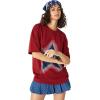 imageAelfric Eden Star T Shirts Oversized Graphic Tees Denim Patchwork Short Sleeve Crewneck Shirts Y2K Vintage Unisex StreetwearRed