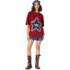 imageAelfric Eden Star T Shirts Oversized Graphic Tees Denim Patchwork Short Sleeve Crewneck Shirts Y2K Vintage Unisex StreetwearRed