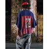 imageAelfric Eden T Shirts Number Stripe Unisex Oversized Graphic Knit Tee Color Blocking Streetwear TopsPurple