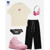 imageAelfric Eden Women Oversized Letter Graphic Tees Pink Star Print Tee Graphic Crew Neck Cotton Short Sleeve Y2k TopsBeige