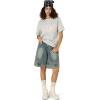 imageAelfric Eden Womens Oversized Graphic Tees Y2k Flower Embroidery Number Print TShirts Crewceck Summer TopsGrey